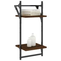 Wandschappen 2-laags met stangen 2 st 30x25x65 cm bruineiken - thumbnail