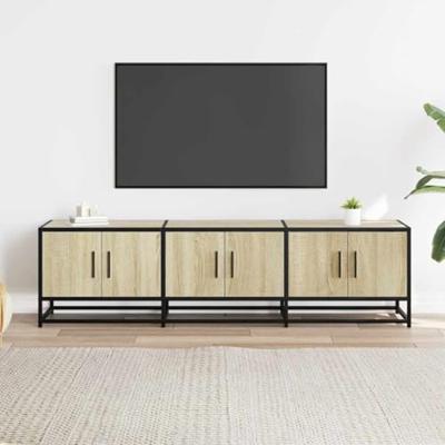 Tv-meubel 150x35x41 cm bewerkt hout metaal sonoma eikenkleurig