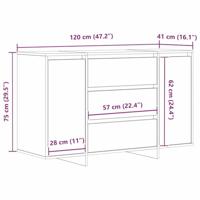 Dressoir artisanaal eikenkleurig 120 x 41 x 75 cm Bewerkt hout - thumbnail