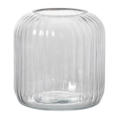 Windlicht ribbel middel - grijs - ø17.7x17.7 cm Windlicht ribbel middel - grijs - ø17.7x17.7 cm