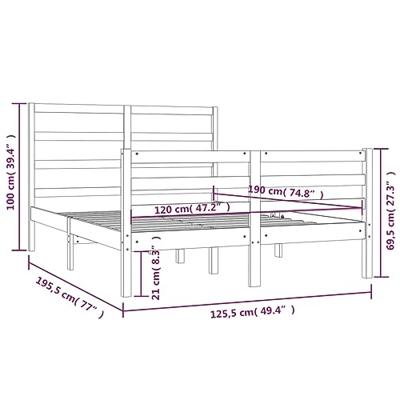 Bedframe massief grenenhout wit 120x190 cm