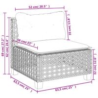 5-delige Loungeset met kussens poly rattan grijs - thumbnail