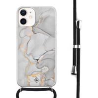 iPhone 12 mini hoesje met koord - Marmer grijs - thumbnail
