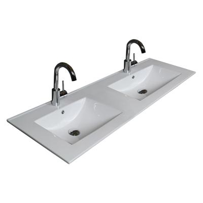 Badmeubelset BWS Salt 120x46cm Greeploos 4 Lades Met Wastafel 2 Kraangaten Ice White
