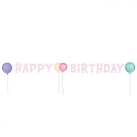Letterbanner &apos;Happy Birthday&apos; Pastel Roze - thumbnail