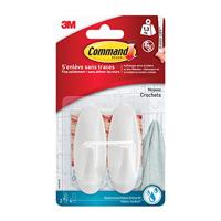 Command decohaak, medium, draagvermogen 1,4 kg, wit, waterbestendig, blister van 2 stuks - thumbnail