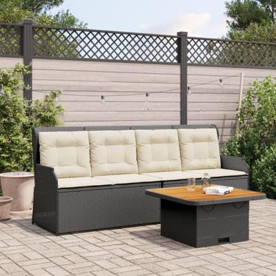 3-delige Loungeset met kussens poly rattan zwart 3-delige Loungeset met kussens poly rattan zwart