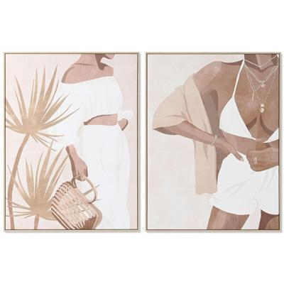 Schilderij DKD Home Decor Vrouw Stads (90 x 4 x 120 cm) (2 Stuks)