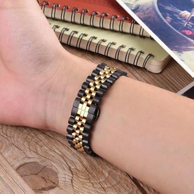 By Qubix - Stalen band - Zwart met goud - Compatible met Xiaomi Mi Watch/Compatible met Xiaomi Watch 2 / Compatible met Xiaomi Watch S1 / S2 / S3 / S4 - Compatible Xiaomi bandje