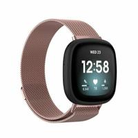 By Qubix - Compatible met Fitbit Versa 3/4 & Sense 1/2 milanese bandje - Large - Rosé goud - Compatible fitbit bandje - thumbnail