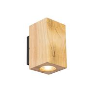 QAZQA Landelijke wandlamp hout vierkant 2-lichts - Sandy - thumbnail