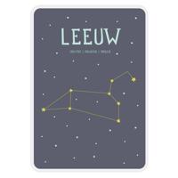 Milestone poster sterrenbeeld Leeuw (NL) A4 formaat papier donkerblauw/wit - thumbnail