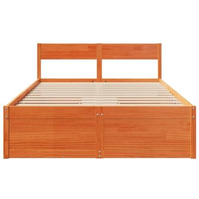 Bedframe zonder matras massief grenenhout wasbruin 135x190 cm