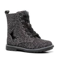 Scapino TwoDay leren veterboots panterprint grijs/zwart - thumbnail