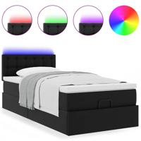Ottoman bed met matrassen en LED's 100x200cm kunstleer zwart - thumbnail