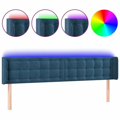 Hoofdbord LED 203x16x78/88 cm fluweel donkerblauw