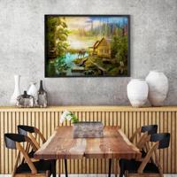 A Log Cabin on the River Puzzel 1000 Stukjes - thumbnail