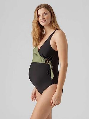 Mamalicious ZwangerschapsBadpak / PositieBadpak Belted Zwart Groen Mamalicious ZwangerschapsBadpak / PositieBadpak Belted Zwart Groen