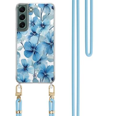 Samsung Galaxy S22 Plus hoesje met blauw koord - Indigo gardens Samsung Galaxy S22 Plus hoesje met blauw koord - Indigo gardens