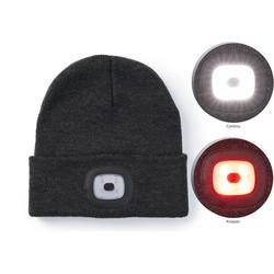 Technosmart Muts met LED Verlichting - Grijze Beanie - Unisex - One Size - Warme Hardloopmuts