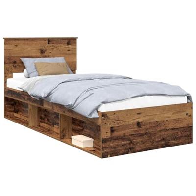 Bedframe met hoofdeinde Oudhout 90 x 190 cm Massief grenenhout