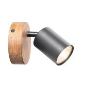 QAZQA Industriële spot zwart met hout kantelbaar - Jeana - thumbnail
