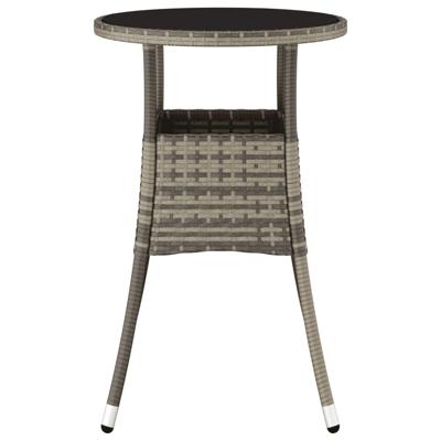 Tuintafel Ø60x75 cm gehard glas en poly rattan grijs - thumbnail