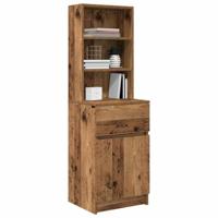 Nachtkastje 39x35x125 cm bewerkt hout oud houtkleurig - thumbnail