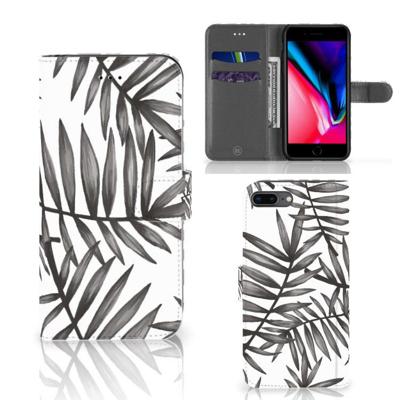 Apple iPhone 7 Plus | 8 Plus Hoesje Leaves Grey | Portemonnee hoesje Apple iPhone 7 Plus | 8 Plus Hoesje Leaves Grey | Portemonnee hoesje