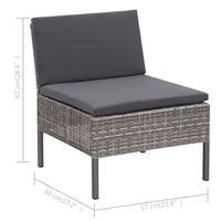 3-delige Loungeset met kussens poly rattan grijs - thumbnail