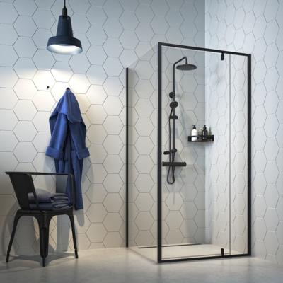 Sealskin Contour draaideur met zijwand 100x100 cm, 200 cm hoog, zwart, 6 mm helder veiligheidsglas CCD181006195100 Sealskin Contour draaideur met zijwand 100x100 cm, 200 cm hoog, zwart, 6 mm helder veiligheidsglas CCD181006195100