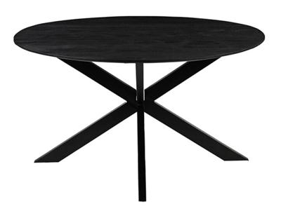 LABEL51 Eetkamertafel Otis - Zwart - Mangohout - 130 cm - Rond