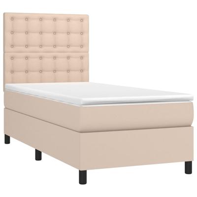 Boxspring met matras en LED kunstleer cappuccinokleur 160x200cm