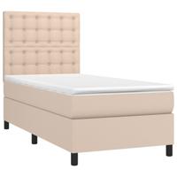 Boxspring met matras en LED kunstleer cappuccinokleur 120x200cm - thumbnail