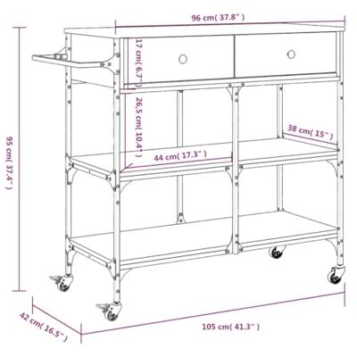 Keukentrolley 105x42x95 cm bewerkt hout sonoma eikenkleurig Keukentrolley 105x42x95 cm bewerkt hout sonoma eikenkleurig