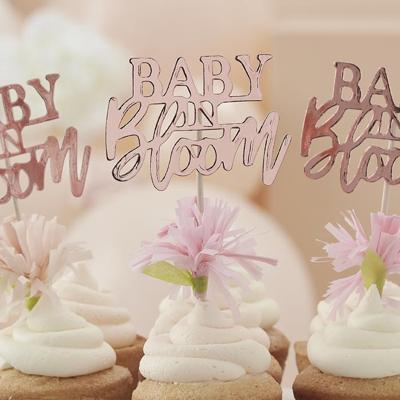 Ginger Ray BL-108 Floral Baby Shower Cupcake Toppers