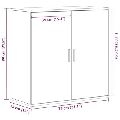 Dressoir artisanaal eikenkleurig 79 x 38 x 80 cm Bewerkt hout