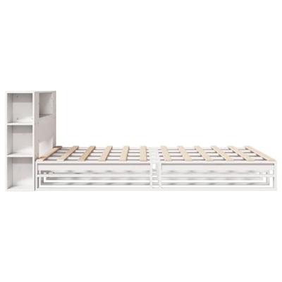 Bed met boekenkast zonder matras massief hout wit 120x190 cm