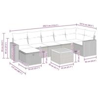 8-delige Loungeset met kussens poly rattan beige - thumbnail