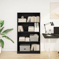 Boekenkast 80x24x143 cm bewerkt hout zwart - thumbnail