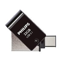 Usb stick 3.1 philips 2in1 usb-c usb-a 32gb zwart - thumbnail
