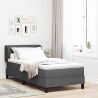 Boxspringbed met matras stof donkergrijs 90x200 cm - thumbnail