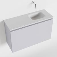 MONDIAZ OLAN 80cm toiletmeubel cale. LEX wastafel talc rechts geen kraangat - thumbnail