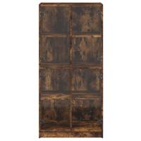 Hoge kast met deuren 68x37x142 cm bewerkt hout gerookt eiken - thumbnail