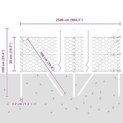 VidaXL Afrasteringspaal zilver 25 x 0,5 m (50 mm gaas) staal VidaXL Afrasteringspaal zilver 25 x 0,5 m (50 mm gaas) staal