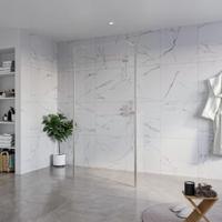 Fortifura Galeria Vrijstaande Inloopdouche - 100x200cm - Helder - antikalk - 8mm veiligheidsglas - 2 zijwanden 40cm - wandsteunen en hoekprofielen - Geborsteld RVS PVD (RVS) SW927769 2x/SW797915/SW797911 2x/SW798730 2x - thumbnail