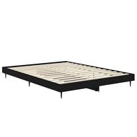 Bedframe bewerkt hout zwart 135x190 cm - thumbnail