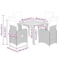 5-delige Bistroset met kussens poly rattan zwart - thumbnail