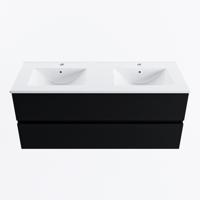 MONDIAZ VICA 120cm badmeubel onderkast Urban 2 lades. Wastafel DENIA dubbel 2 kraangaten, kleur Glanzend Wit. - thumbnail