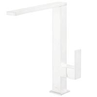 Wastafelmengkraan Tres Cuadro Exclusive 1-Hendel Hoog Uitloop Recht 28 cm Vierkant Mat Wit Tres - thumbnail